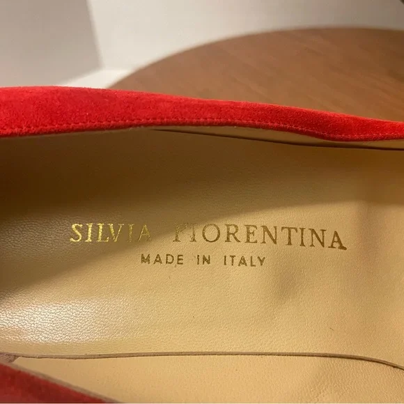 Silvia Fiorentina Red Suede Leather Pumps NWT 10.5